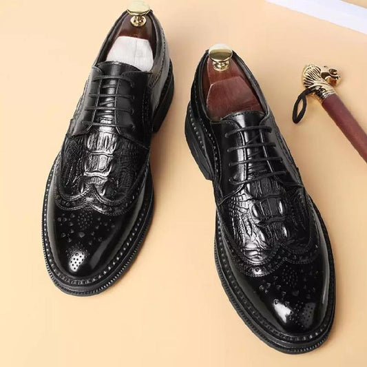 Skeletonized Business Casual Leather Shoes