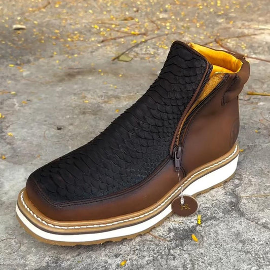 Square Toe Crocodile Boots
